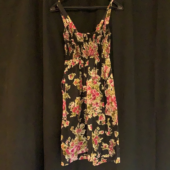 Off the Shoulder Simone Dress | Black with Bright Floral Print | Size Small - Picture 2 of 3